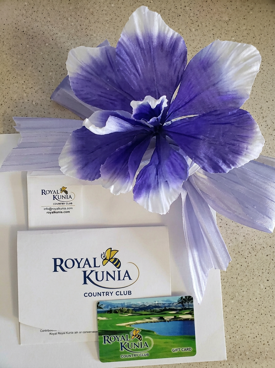 Premium golf bags on the practice green